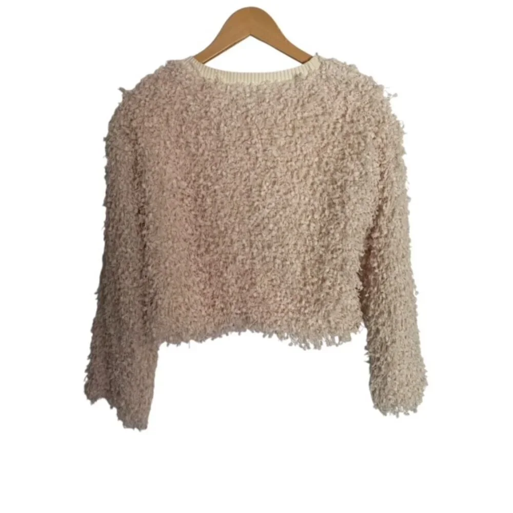 Fate Cream Shaggy Pullover Cropped Sweater